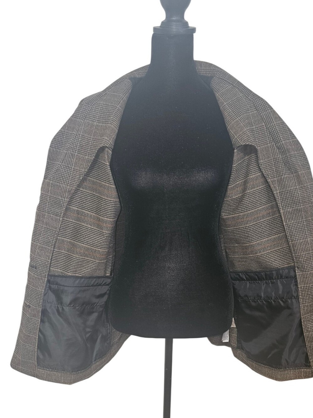 Old Navy Relaxed Twill Blazer M Brown Plaid 2 Button Jacket - Picture 7 of 11